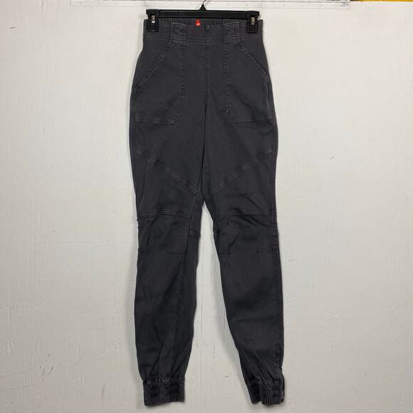 Spanx Women's Twill Cargo Jogger Pants Washed Black Gray Pockets Size XS 20319R - Picture 1 of 11